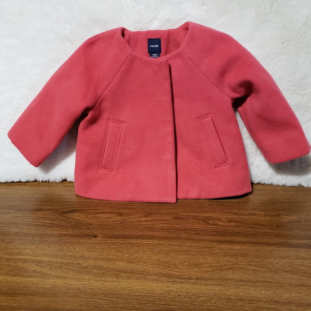 NEW Baby Gap Swing Coat Jacket 6 to 12 Months‎ Pink Snap Front Pockets Girls